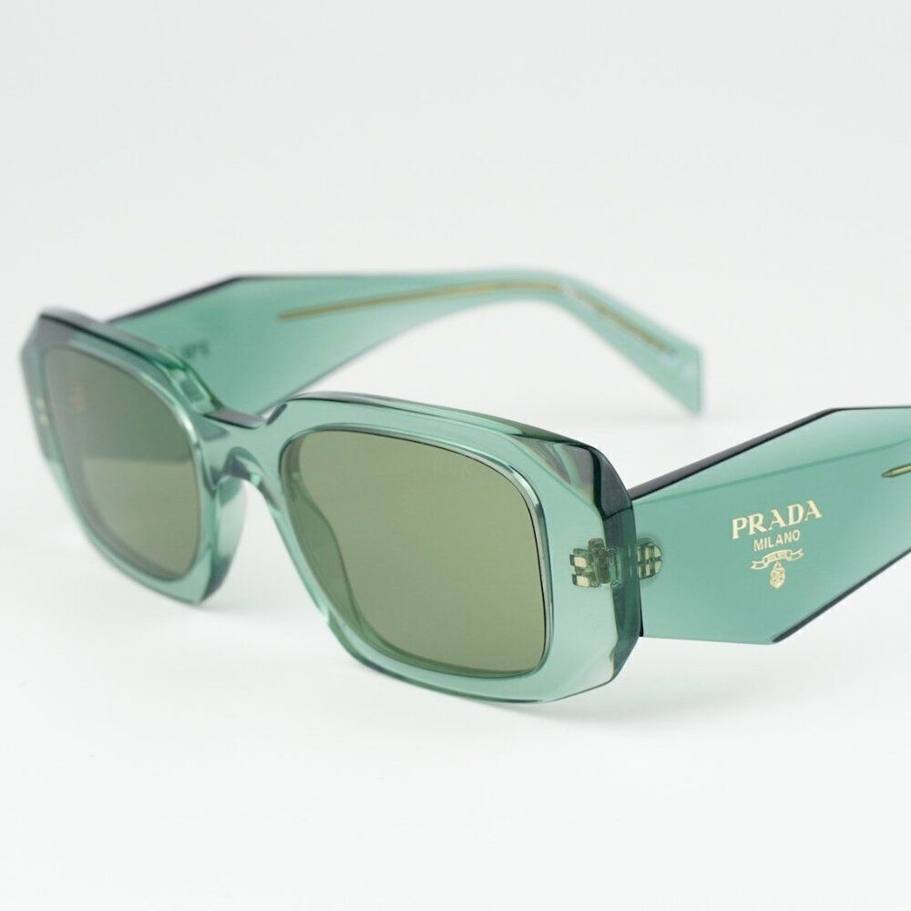 NEW Prada PR17WS 11R10E Sage Green Mirror Internal Silver Rectangle Sunglasses - Picture 10 of 14